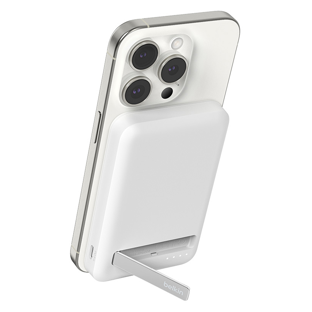 2024.09.21(토)-벨킨 BoostCharge 프로 Qi2 15W 마그네틱 무선 충전 스탠드 보조배터리 5000mAh 화이트(BPD006btWH)