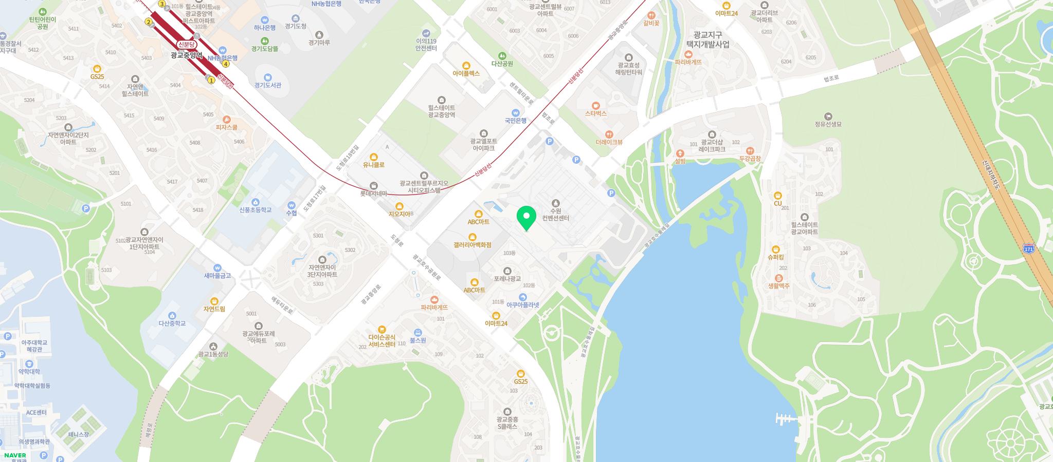 미즈컨테이너 광교 지도