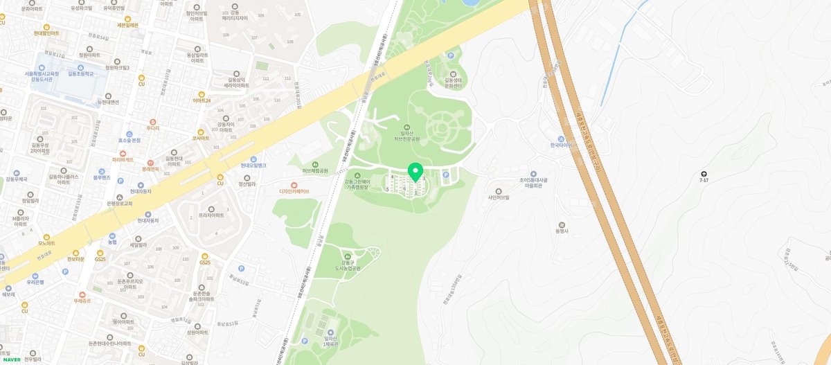 강동그린웨이 가족캠핑장 지도